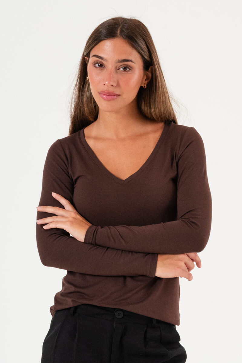 Remera Basica V manga larga