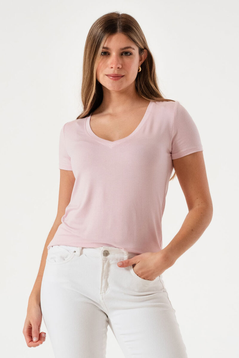 Remera Modal Basica Cuello V