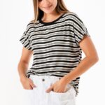 Remera Dolman Rayada Bonnie - xxl - negro