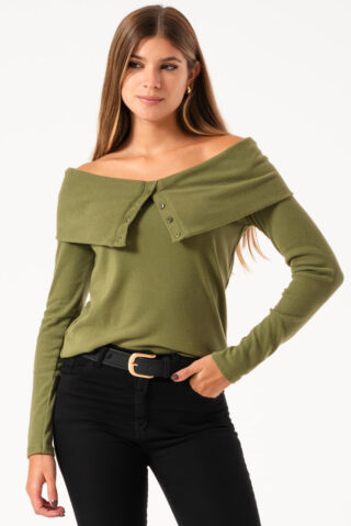 Remera Off Shoulder con botones Ivy