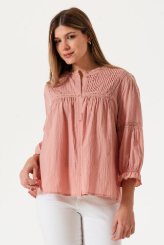 Blusa tableada c/puntilla Romantic