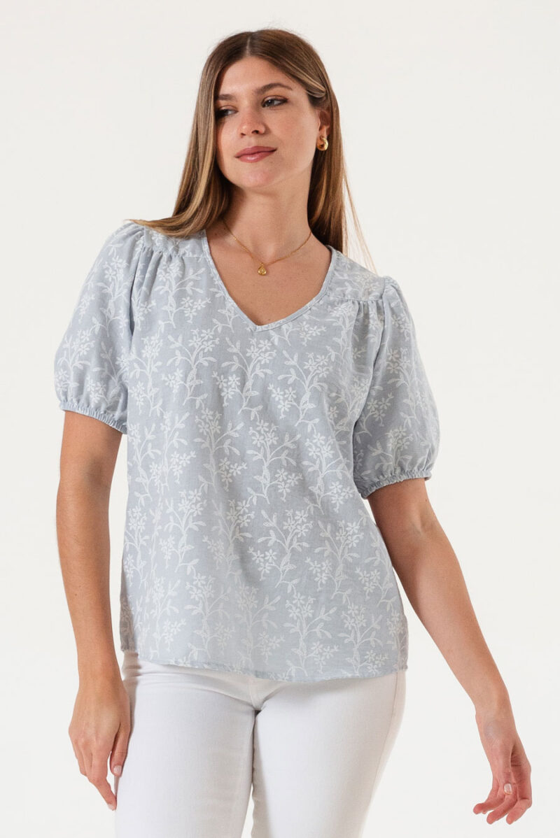 Blusa V Simil Bordada Nature