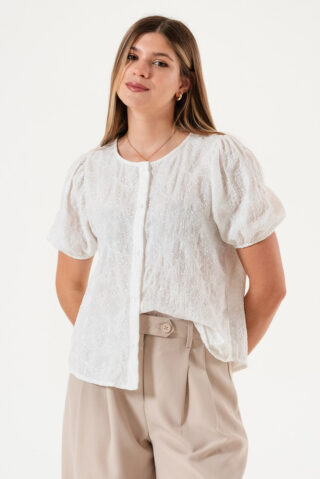 Blusa Linen Embrodery con botones