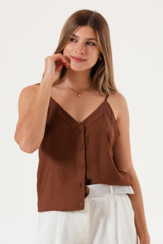 Musculosa Botón Forrado