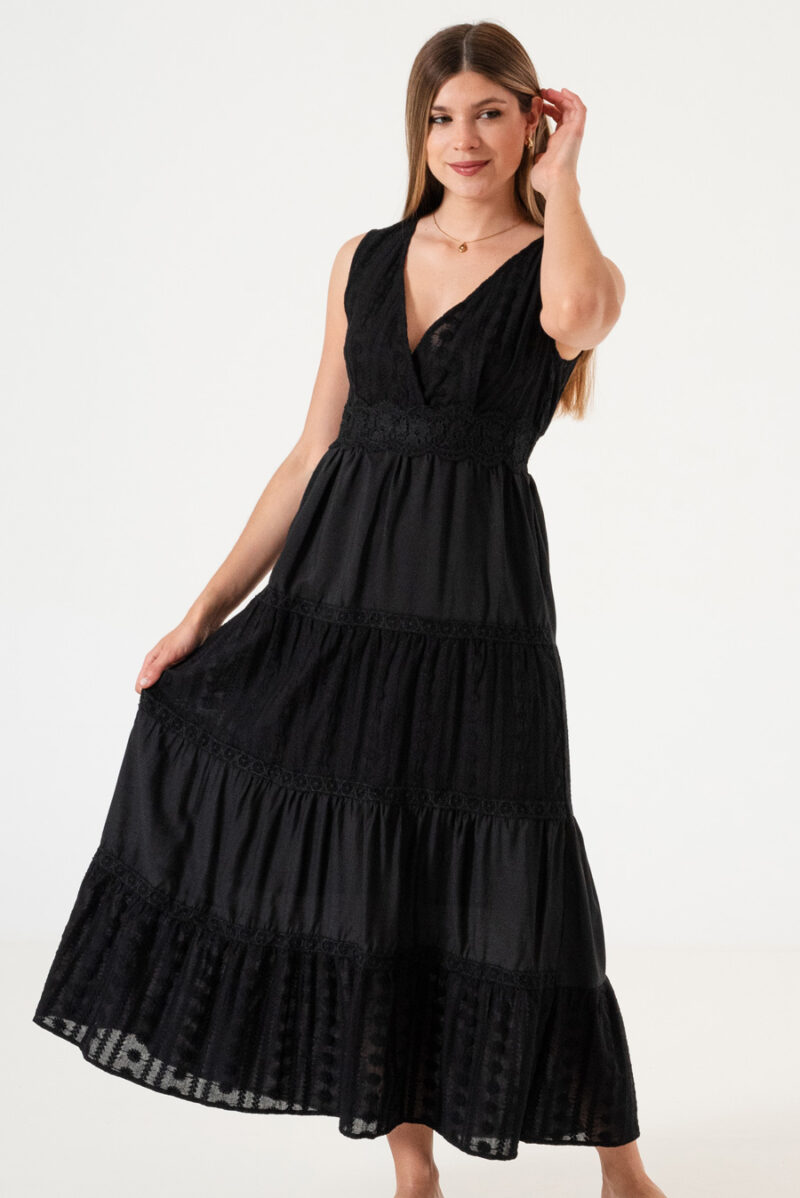 Vestido Broderie Combinado