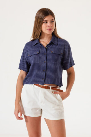 Camisa con bolsillos Rayada