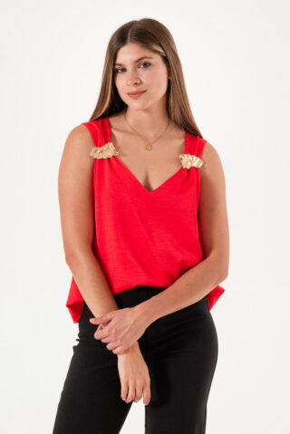 Musculosa Saten Hebillas Gold