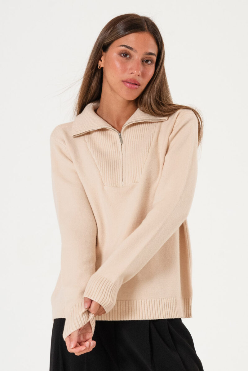 Sweater cuello con cierre Emma