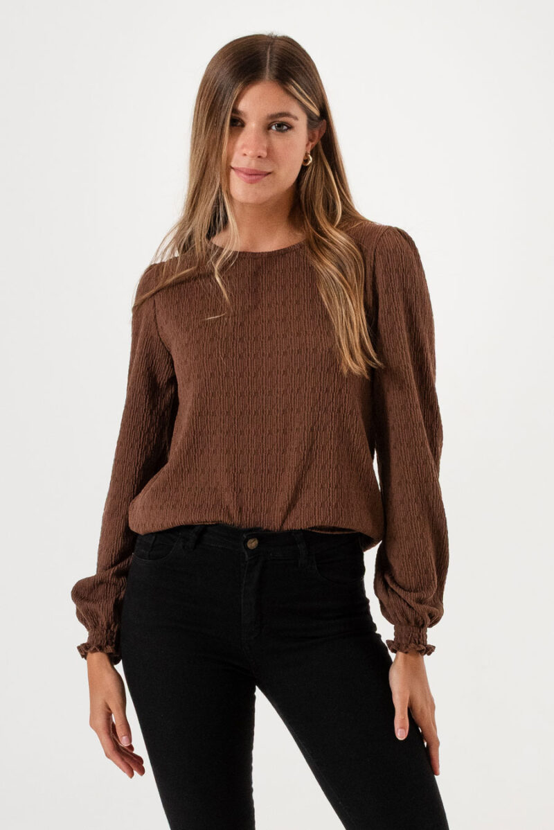 Remera texturada Botón espalda Trapani