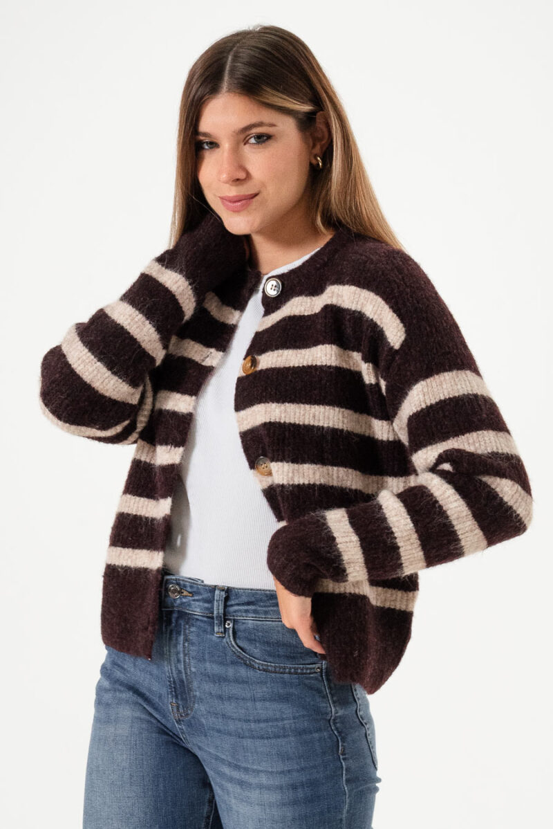Cardigan Rayado Wool