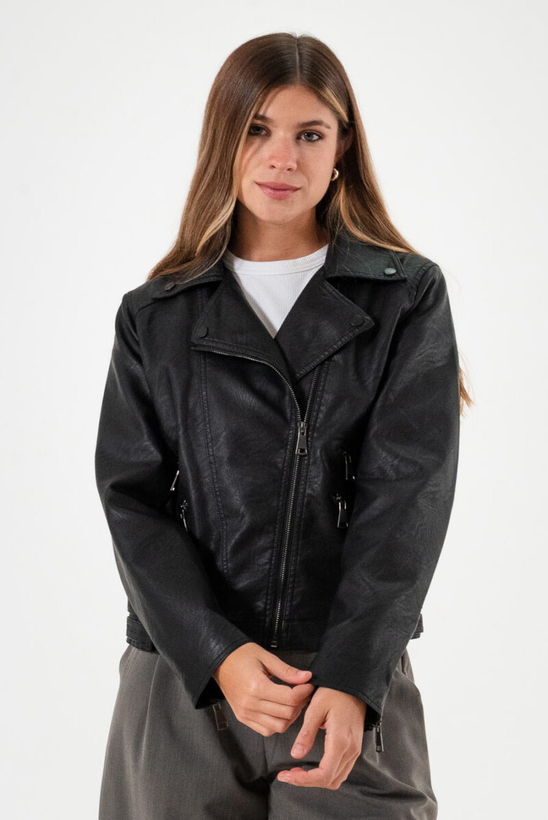 Campera Biker Leather Zippers